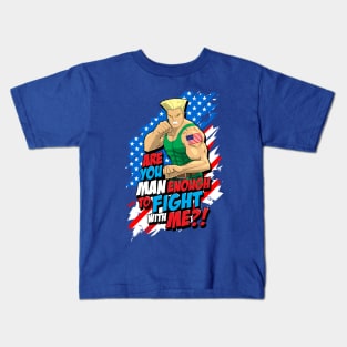 Street Fighter Guile: Are You Man Enough to Fight With Me? Kids T-Shirt